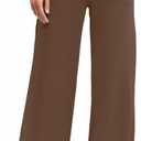 Wide Leg Yoga Pants Women with Pockets High Waist Stretch Casual Sweatpants Comfy Sports Lounge Pants Brown (Brown), L