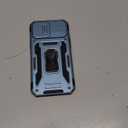 DEERLAMN Case for iPhone 13 Pro Max with Slide Camera Cover+Screen Protector(1 Pack),Rotated Ring Kickstand Military Grade Shockproof Protective Cover 6.7 Inch-Light Blue