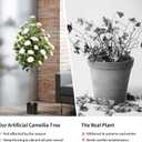 5FT Artificial Camellia Tree, Artificial Plants Outdoor Faux Floral Plant in Cement Pot Fake Silk Camellia Tree Plants for Home House Living Room Office Decor
