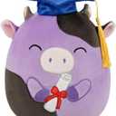 Squishmallows 2025 Original 8-Inch Graduation Squad Plush - Collectible Soft & Squishy Mini Stuffed Animal Toy - Add to Your Squad - Gift for Kids, Girls & Boys (Alexie Cow)