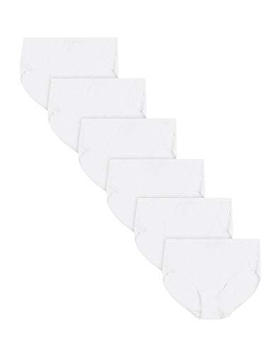 JUST MY SIZE womens Cool Comfort Cotton 6-pack Briefs, White, 13 US