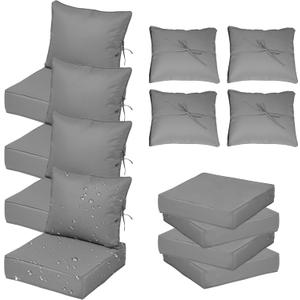 22X22 Inch Patio Cushion Covers Replacement, Water Resistant UV Resistant Polyester Outdoor Chair Patio Furniture Cushion Covers with Adjustable Straps, Hidden Zipper & Piped Edges,Light gray