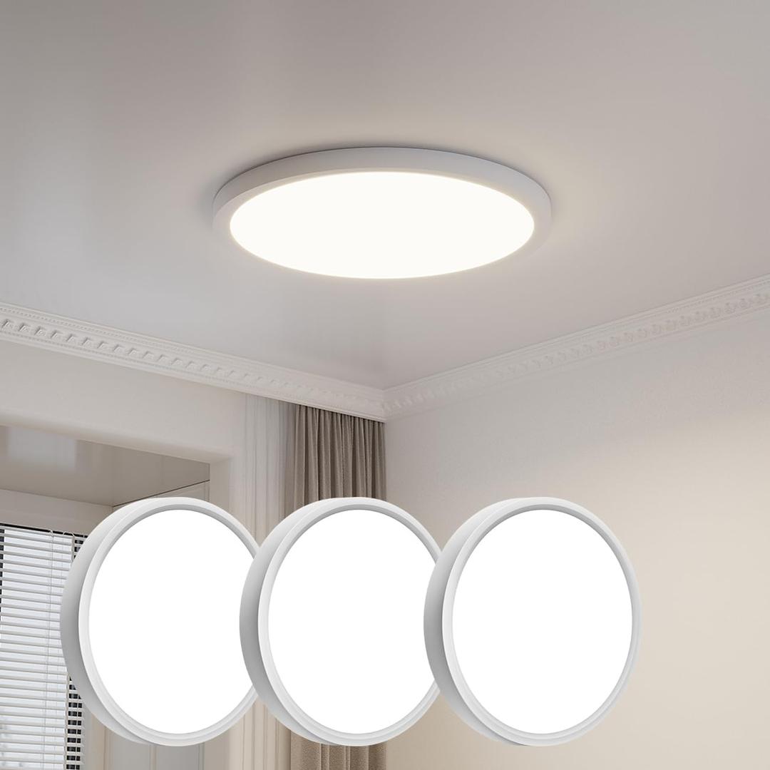 4PK 12 Inch LED Flush Mount Ceiling Light,28W,2500LM,3000k,4000k,6000k CCT Selectable,Surface Mount LED Light Fixture for Bedroom,Kitchen,Hallway,Laundry Room,0.98 Inch Thickness Round.