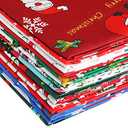 16 Pieces Fabric Cotton Fat Quarters Bundle Snowman Snowflake Patterned Santa Claus Tree Print Quilting Fabric Cloth for Christmas Winter Sewing Patchwork DIY Yard
