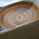 23 x 16 Bathroom Vessel Sink with Waterfall Faucet and Pop-Up Drain Combo, Oval Ceramic Vessel Sink Above Counter Brown Bathroom Sink Bowls