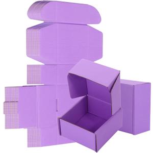 25 Pack Small Shipping Boxes Purple Corrugated Cardboard Box 4x4x2 inchesCorrugated Box for Packaging Small Business,Mailing Packing Literature Mailer,Shipping Gift Boxes