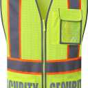 Security Vest for Men Women Reflective Safety Vest with 5 Pockets and Front Zipper Mesh High Visibility Vest Meets ANSI/ISEA 107-2015 Standards (Yellow-22, X-Small)