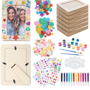 ZOCONE 5 Pcs Wooden Picture Frames for Craft, 7.5"x5.5" Picture Frame Painting Craft Kit, DIY Wood Frame with Stickers, Resin Accessories, Painting Tools, Mothers Day Crafts for Kids to Make