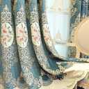 SLOW SOUL Set of 2 Panels Classical Embroidered Flowers 80% Blackout Curtains for Living Room Bedroom Dining Room Curtains High-end Chenille Curtain Grommet Top Darkcyan Cloth 49W X 96L inch