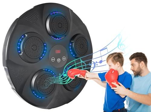 Smart Music Boxing Machine - Wall Mounted Music Punching Pad for Kids, Electronic Focus Agility Training Pad with Boxing Glove, Compact and Resilient - Maquina de Boxeo Musical Pared (Blue Light)
