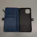 Defencase Compatible with iPhone 13 Case Wallet with RFID Blocking Card Holder for Women and Men, Fashion PU Leather Magnetic Snap Flip Zipper Strap Wallet Phone Case Fit for iPhone 13 6.1", Dark Blue