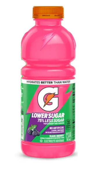 Gatorade, Lower Sugar, Rain Berry 20 oz (6 Pack), BBD 09/27/2026