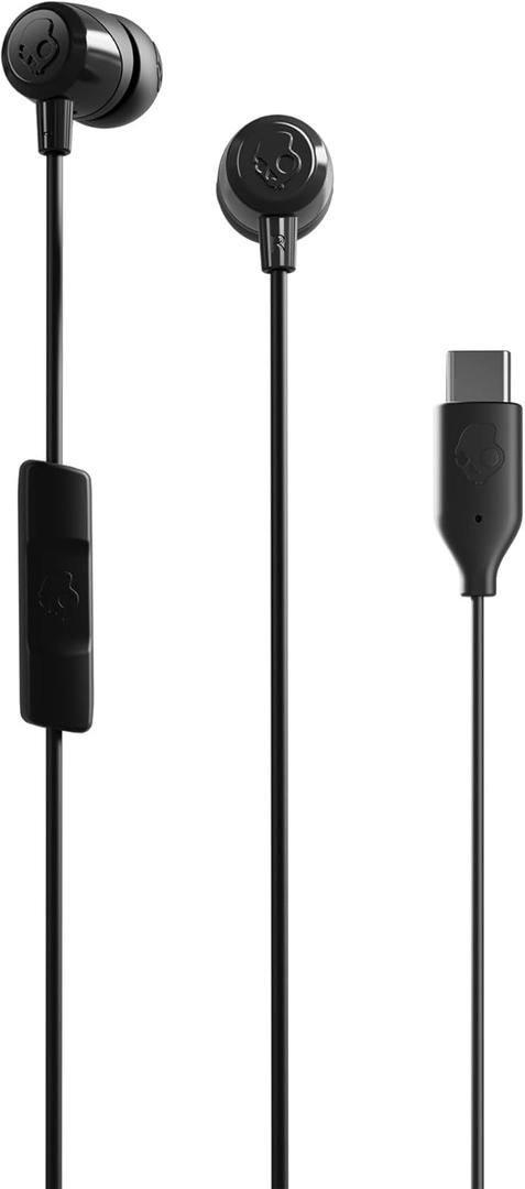 Skullcandy Jib USB-C Wired Earbuds with Noise Isolating Fit, Built-in Microphone Call and Track Control for iPhone Android, Ear Gel Sizes Included for Custom Fit - True Black