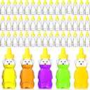 Roshtia 50 Pcs 5 oz Honey Bear Bottles Plastic Empty Clear Squeeze Honey Container Cups Bear Reusable Juice Bottle Bulk with Leak Proof Spout Lids for Storing Dispensing Baby Shower Gifts