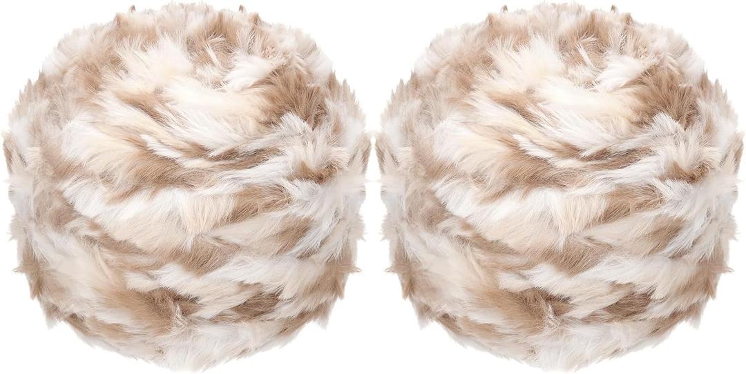 PATIKIL 70 Yards Fur Yarn, 2 Skeins 100 Grams Soft Plush Fluffy Chunky Polyester Faux Fur Eyelash Yarn for Crocheting Hand Knitting Blanket Hats Crochet Crafting, Chestnut Shell Color