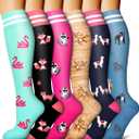 6 Pack Copper Compression Socks for Women and Men Circulation-Best Support for Medical,Running,Nursing,Athletic L/XL