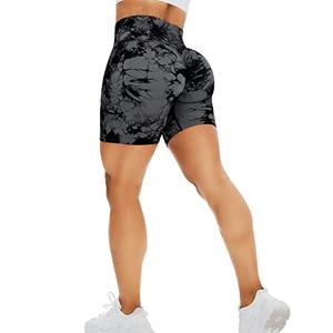 HIGORUN Tie Dye Workout Seamless Shorts for Women Gym Yoga High Waist Scrunch Butt Lift Cycling Shorts Tie Dye Black XL