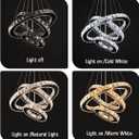 Dimmable Black Modern LED Crystal Chandeliers 3 Rings Pendant Light Adjustable Height Ceiling Lamp for Dinning Room Bedroom Living Room (Dimmable)