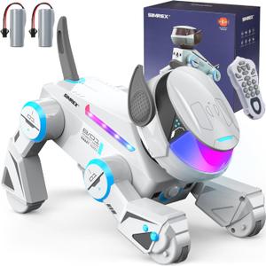 SIMREX Robot Dog Toys for Kids  Smart Interactive Robot Puppy with Bluetooth,Touch Sensor, Dance Tricks, LED Eyes, 2 Rechargeable Batterys, Gift for Kids Boys and Girls(Gray)