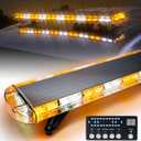 LUMENIX 48 Inch LED Rooftop Emergency Strobe Lights Bar w/Adjustable Mounting Brackets, Warning Caution Security Lightbar for Construction Vehicles Law Enforcement Snowplow Tow Trucks - White Amber