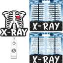 Xray Radiology Badge Reel and Buddy, Skeleton Skull Retractable ID Holder and Badge Buddy w/X-Ray Parameter Conversion Charts, Work Accessories Gifts for Radiology Tech Student