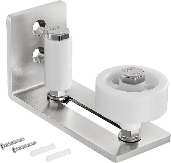 SMARTSTANDARD Sliding Barn Door Floor Guide for Bottom Adjustable Roller - 8 Setup Options for DIYers - Flush Design Bottom Flat Barn Door Floor Guide Stay Roller (Brushed Nickel) 5PCS