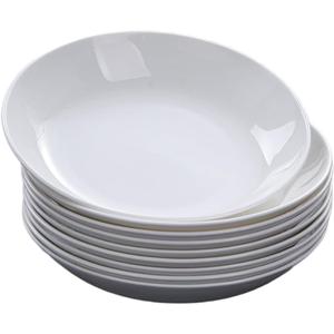 Spaghetti Bowl, 9-inch Salad Bowl White Soup Bowl Large Spaghetti Serving Bowl Porcelain Spaghetti Plate Wide Shallow Bowl 4-piece microwave dishwasher Safe Valentine's Day gift