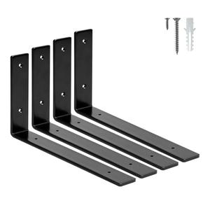 ELSKER&HOME Shelf Brackets 12 Inch, 4 Pack Floating Shelf L Brackets for Shelves Support, Black Metal Heavy Duty Shelf Brackets for DIY Decorative