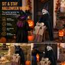 Hourleey Animated Halloween Witch Decorations, Sound & Motion Activated Sitting Witch with Glowing Eyes and Sound, Animatronics Scary Witch Decor for Porch Yard Haunted House Indoor Outdoor Party
