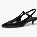 Coutgo Womens Slingback Kitten Heels Oxford T Strap Pumps Low Heel Closed Pointed Toe Vintage Dress Shoes, Size: 9.5