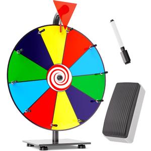 T-SIGN 12 Inch Heavy Duty Spinning Prize Wheel - 10 Slots Color Tabletop Roulette Spinner Wheel of Fortune - Spin The Wheel with Dry Erase Marker and Eraser Win The Fortune Spin Game for Trade Show