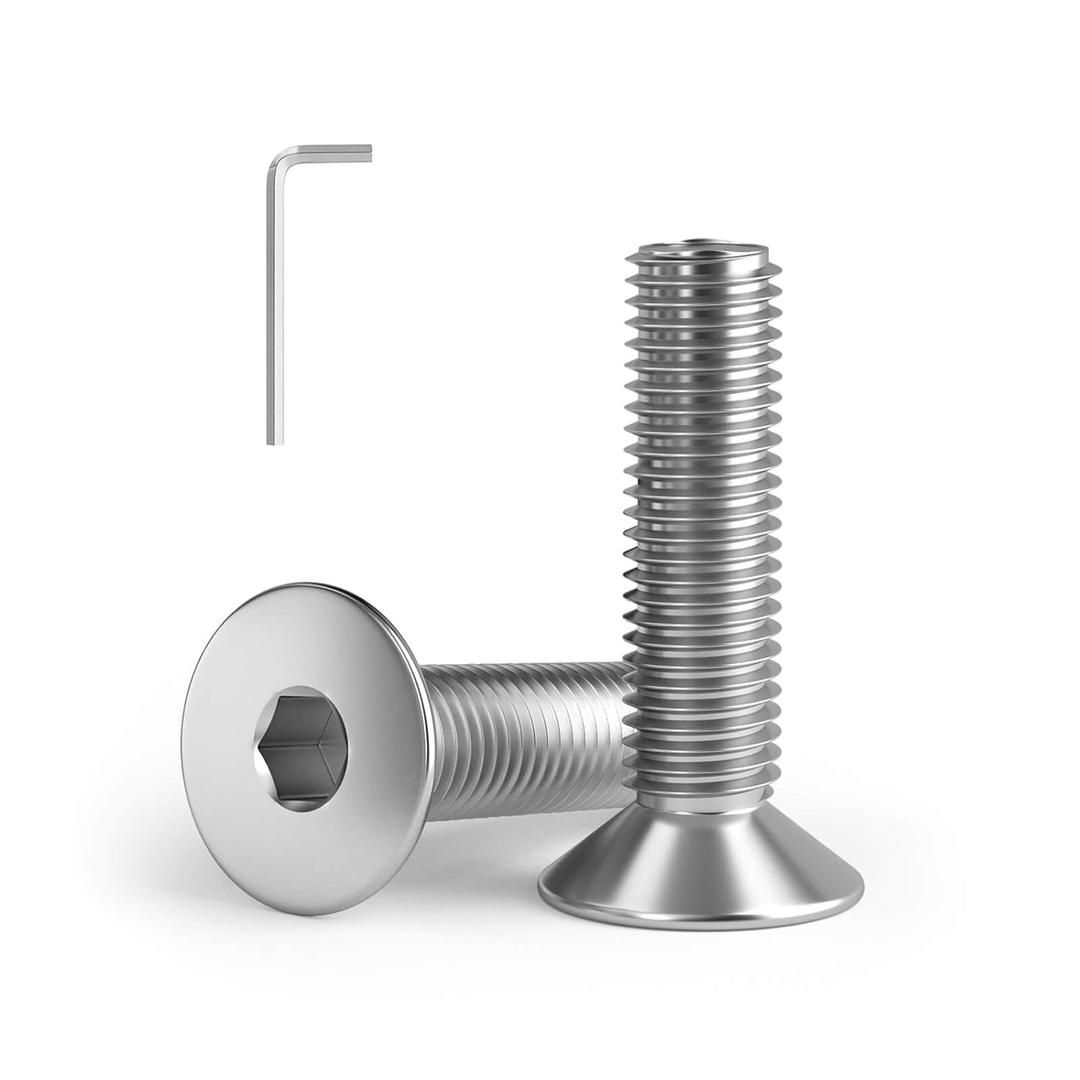 5/16-18 x 4''(8 Pack) Flat Head Hex Socket Cap Screws Countersunk Bolts, Allen Socket Drive, 304 Stainless Steel 18-8, Fully Machine Thread, Bright Finish (with hex Spanner)