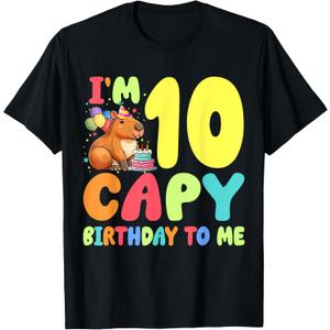 I'm 10 Year Old Capy Birthday to Me 10th Birthday Capybara T-Shirt, XL