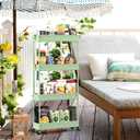SPACEKEEPER Slim Rolling Storage Cart 4 Tier Bathroom Organizer Utility Cart Mobile Shelving Unit Tower Rack for Kitchen, Laundry Room, Bathroom, Narrow Places, Green