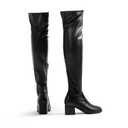 DREAM PAIRS Women's Over The Knee Thigh High Chunky Heel Boots Long Stretch Sexy Fall Boots, Size 10, Black-Pu,DWUMOB2409
