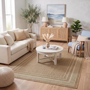 GarveeHome Easy Jute Rug 8x10 Washable Non Slip Solid Jute Living Room Rugs