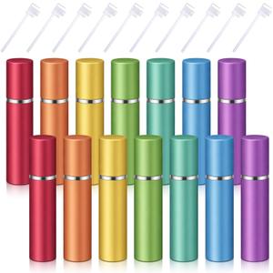 Boao 14 Pcs 5ml Travel Perfume Atomizer Rainbow Mini Refillable Spray Perfume Bottle Portable with 10 Pcs Refill Pump Dispenser Pump Transfer Tool for Women Men Outgoing Traveling