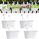 12" Balcony Railing Planters, Outdoor Hanging Planter for Fence, Stylish Metal Porch Deck Flower Pot for Herbs & Succulents (White, Pack of 4)