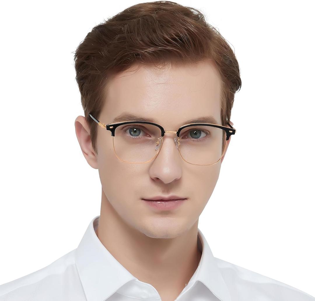 Progressive Multifocus Reading Glasses Men Women Ultralight Multifocal Presbyopic Glasses Bifocal Readers Glasses (Black Gold)