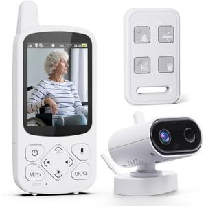 Room Monitors for Elderly Monitor with Camera And Audio, 2-Way Talk Baby Monitors for Elderly, Med Reminder and Temp Sensor Senior Monitor for Adult, No Wifi/App Caregivers Cameras for Senior