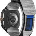 Nereides Watch Band Compatible with Samsung Galaxy Watch Ultra 2 47mm(2024/2025) for Men Women, Nylon Sports Adjustable Replacement Strap for Galaxy Watch Ultra 2 (Grey) (Large)