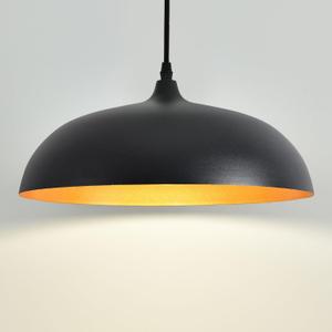 Large Pendant Light Fixtures Ceiling Hanging, 13.7" Dome Pendant Lights,Black and Gold Finish Lighting Fixture,Adjustable Pendant Lamps for Hallway,Farmhouse,Dining Room,Living Room