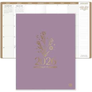 bloom daily planners 2026 Monthly Planner Calendar Book (January 2026 - December 2026) - Large 9 x 12 Floral Agenda Schedule Organizer - Gold Floral Stamp