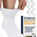 Pembrook Ankle Diabetic Socks for Women & Men | 6 Pairs | Wide Non Binding Socks Quarter Length | Edema Neuropathy Socks (Large)