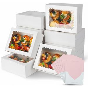 12pcs Mini Window Cookie Boxes, 8x6x3 Inches, Yellow, Collapsible, Food Grade Paper, 2.25L Capacity, Perfect for Cookies, Cake, Pastries, Muffins, Donuts, Cupcakes, Bread, Take-Out