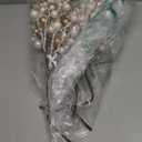 Hollyone 4 Pack Artificial Christmas Glitter Berries Stems, 19 Inch Fake White and Gold Holly Berry Picks with Ice Snow for Christmas Tree Wreath Floral Arrangements Holiday Home Vase DIY Crafts Decor