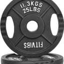 Fitvids Olympic Cast Iron 2-Inch Weight Plate for Strength Training & Weightlifting 25LB (2 Pair)