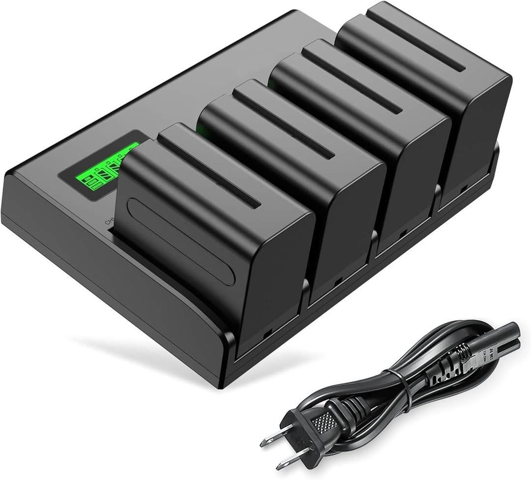 4&6 Pack NP-F970 Batteries 8900mAh and 4/6-Channel Charger Compatible with NP F970, F960, F950, F930, F770, F750, F570, F550, F530, F330 and Handycams, Field Monitor, Video Light (4 Channel&4 battery)
