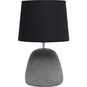 Simple Designs LT2058-BLK Round Concrete Table Lamp, Black