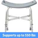 Medline Heavy Duty Shower Chair Bath Bench Without Back, Bariatric Bath Chair Supports up to 550 Lbs